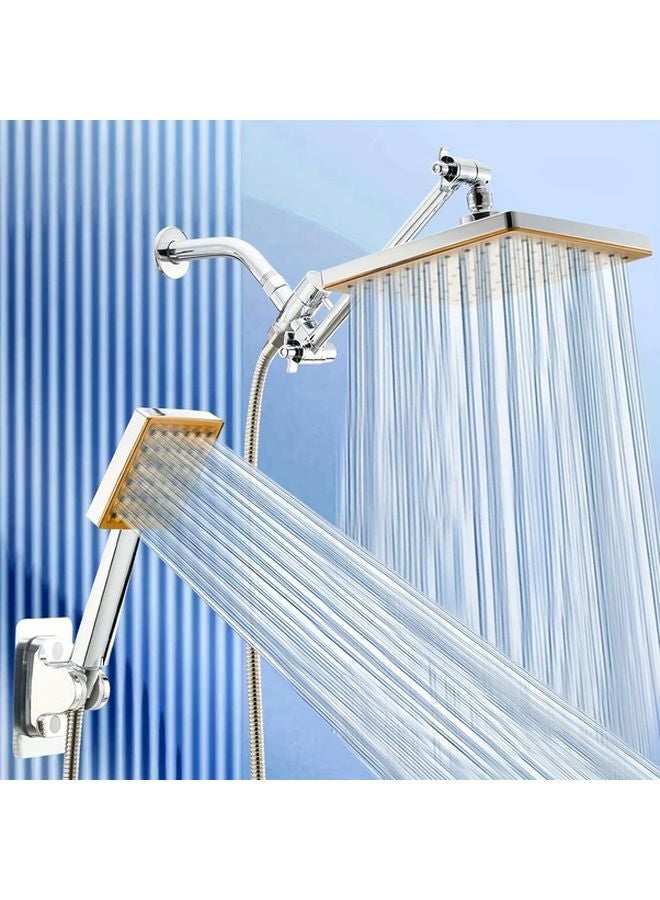 Golden Shower Head Combo Set With Adjustable Arm And 7 Setting Handheld - Image 5